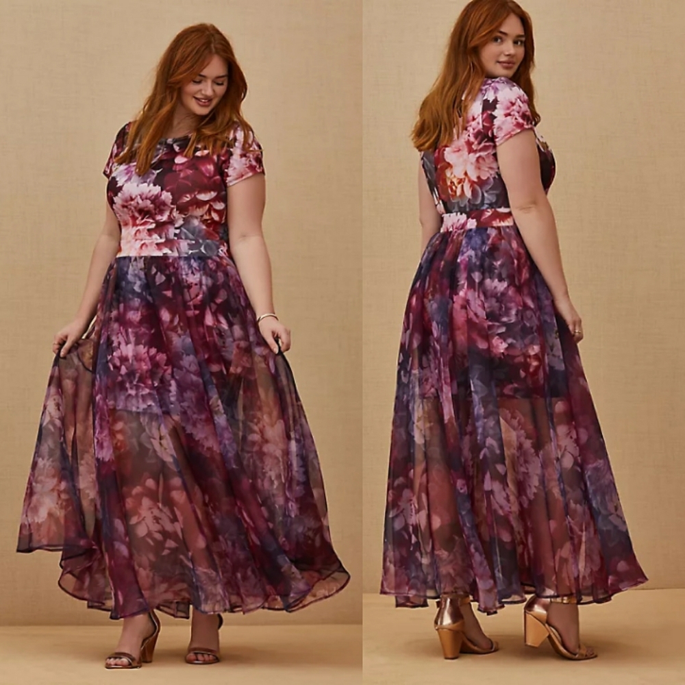 NWT Torrid Scuba & Organza Floral 2-Piece Gown